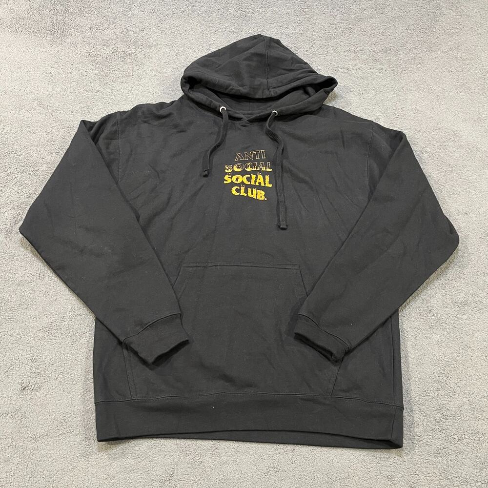 Anti Social Social Club A Fire Inside Flame Black Sweatshirt Hoodie Men's Size L